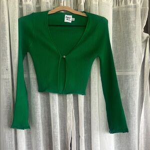 Princess Polly Green Long Sleeve Ribbed Tee